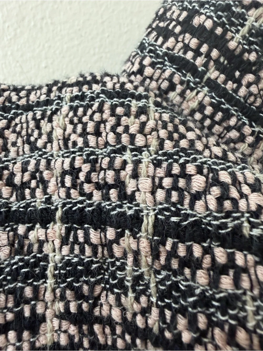 IRO Jocund Tweed Fringe Jacket Blush Pink Black Size 42 French Chic Blazer